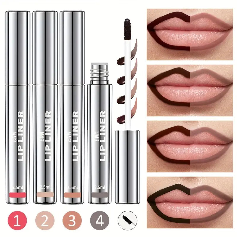 4PCS Matte Lip Liner Set – Waterproof, Long-Lasting & Smudge-Proof